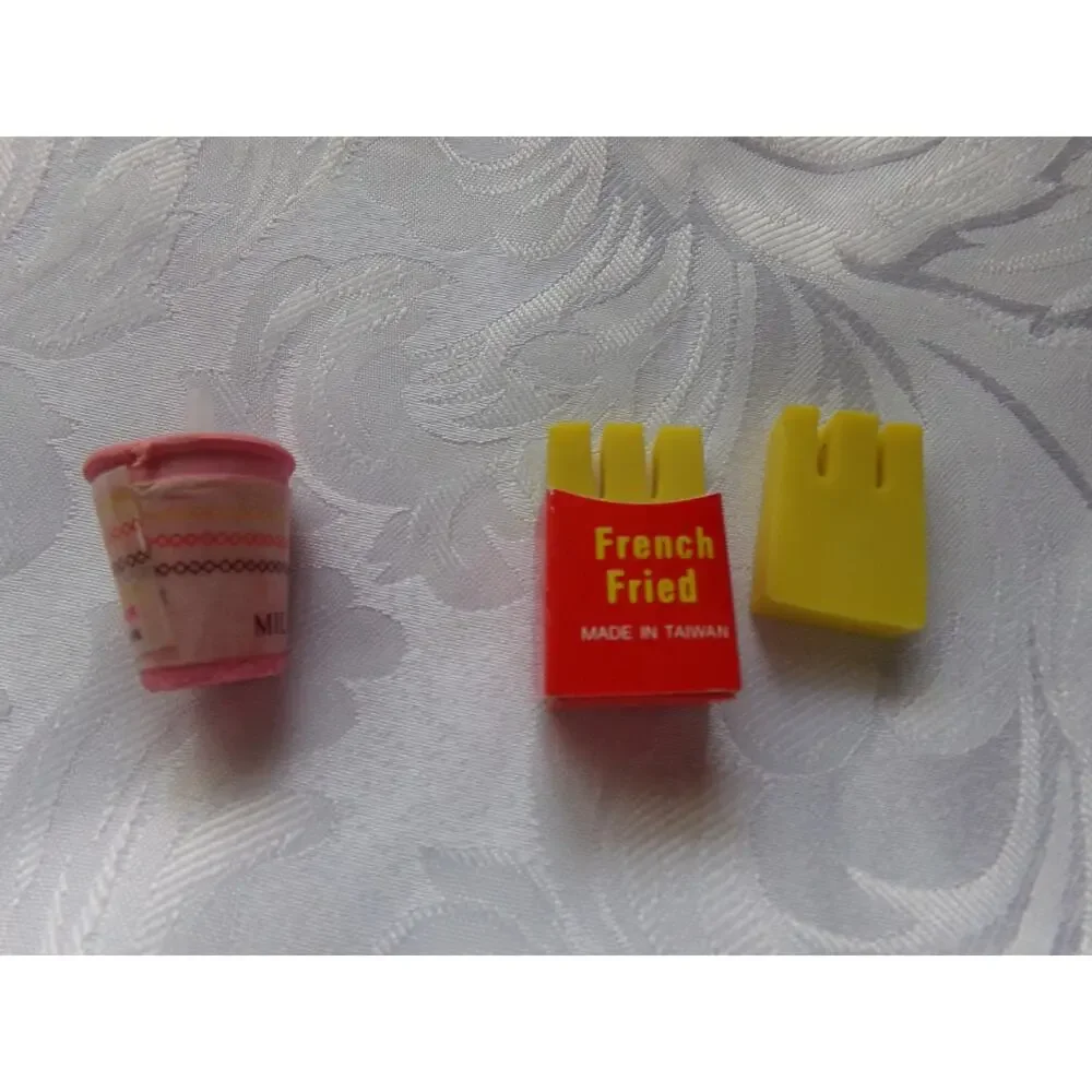Vintage 1980s fries and shake eraser set‎